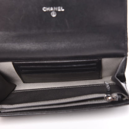Chanel Lambskin Camellia Embossed Medium Wallet Black 5 of 8
