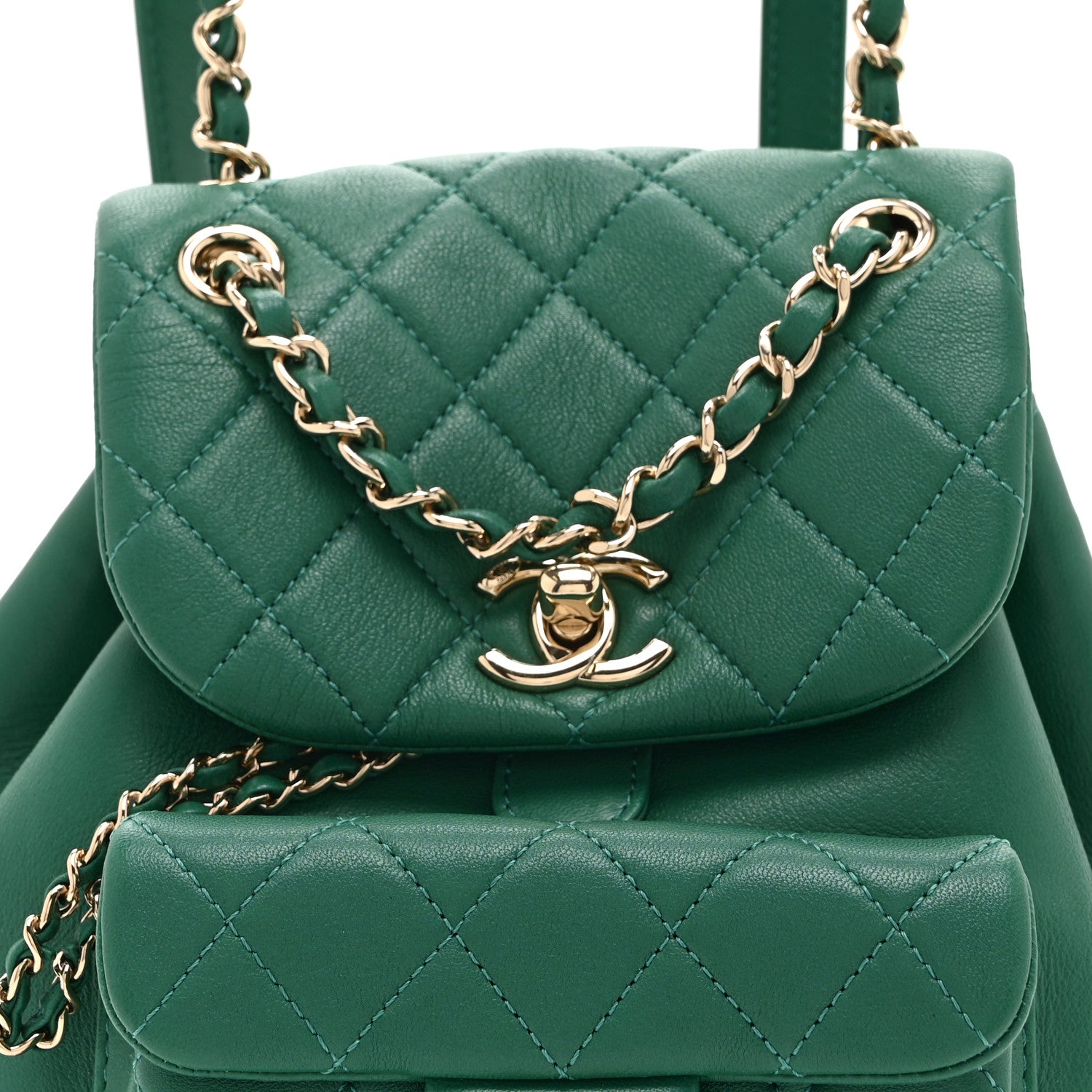 Chanel Lambskin Quilted Small Duma Drawstring Backpack Green 8 of 11