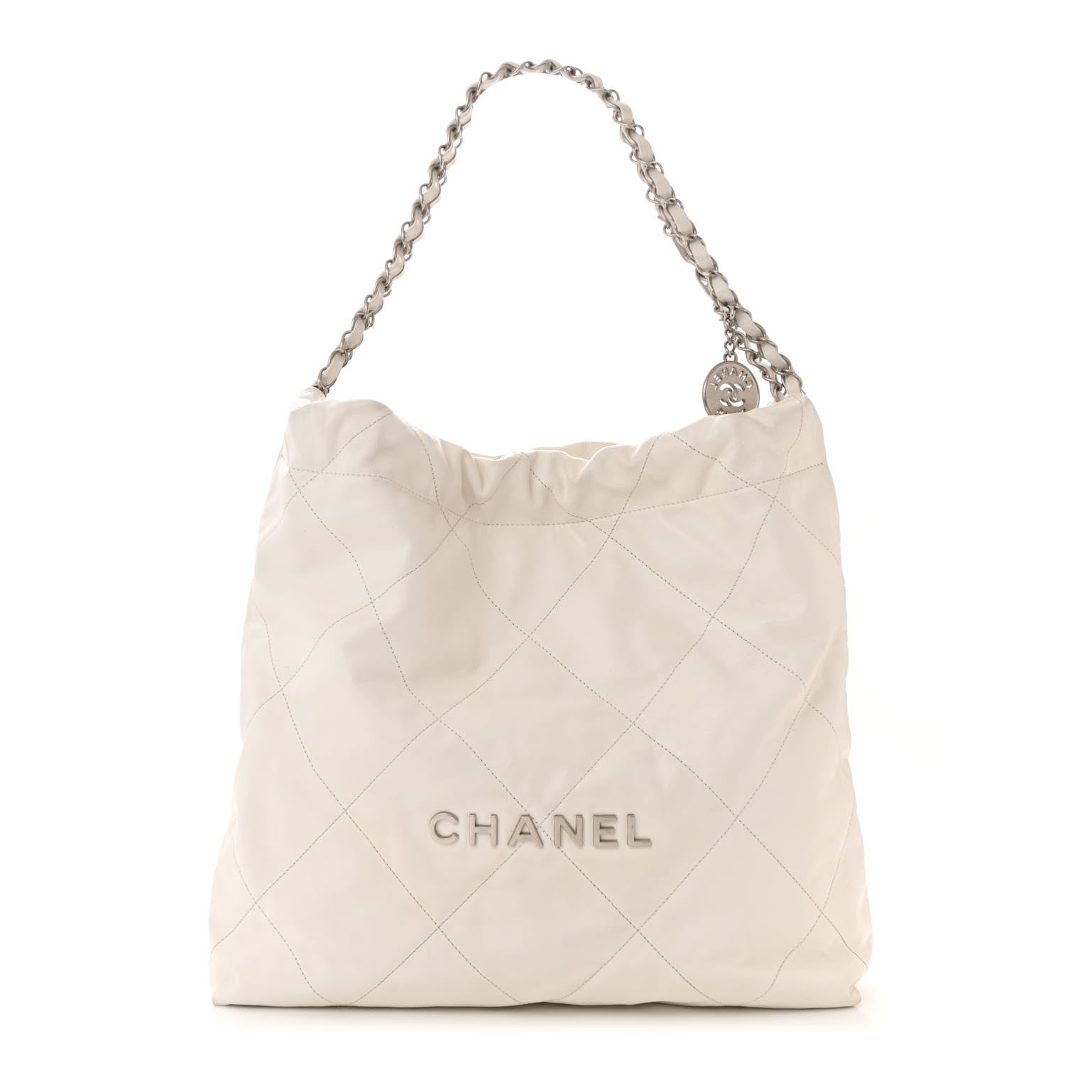 Chanel Shiny Calfskin Quilted Chanel 22 White 1 of 15