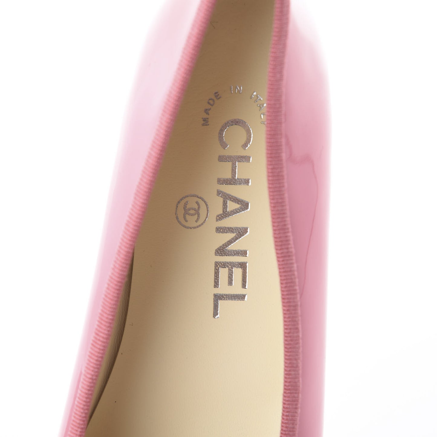 Patent Calfskin CC Cap Toe Ballerina Flats 35 Pink