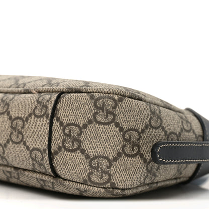 Gucci GG Supreme Monogram Textured Calfskin Small Emblem Shoulder Bag Beige Black 10 of 10