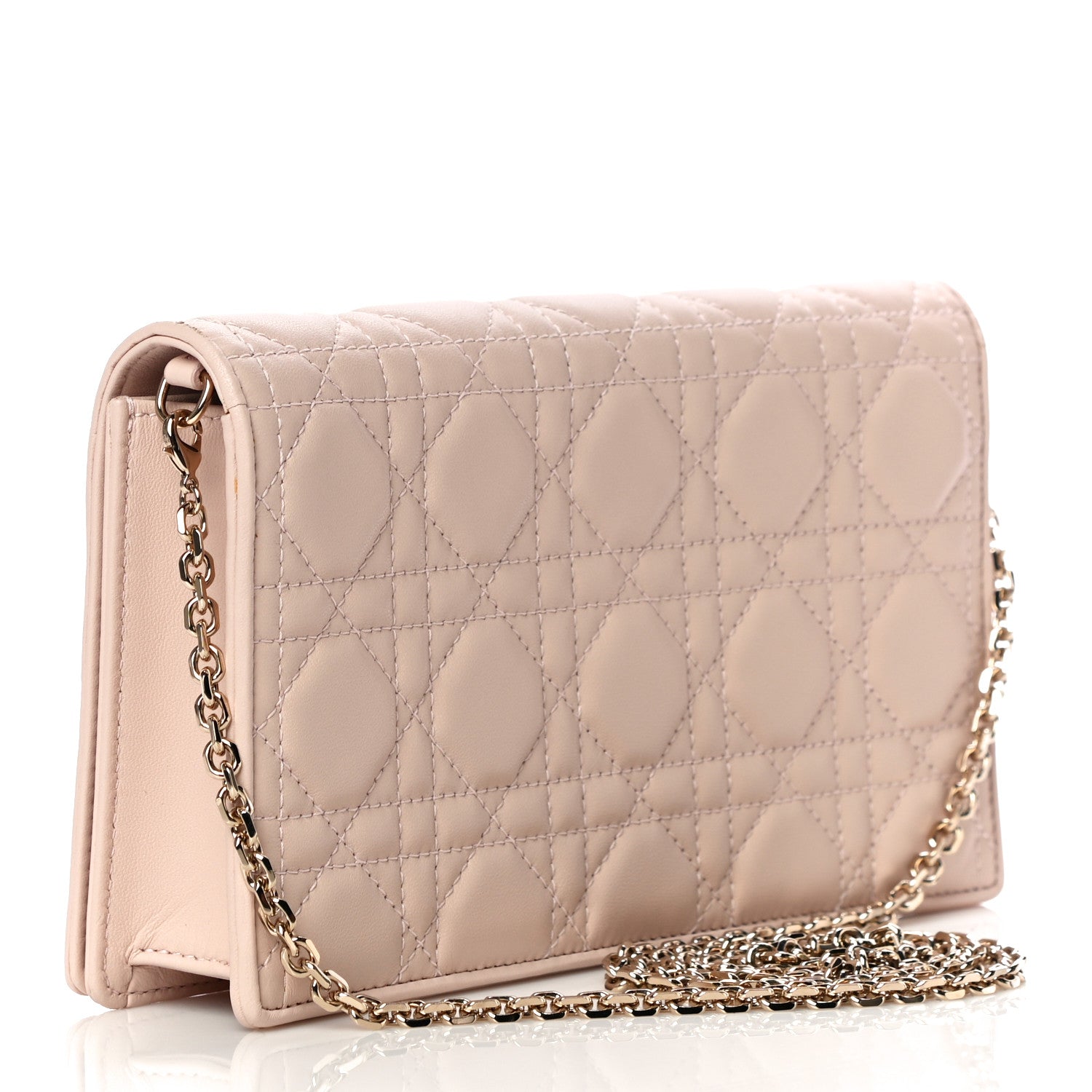 Christian Dior Lambskin Cannage Lady Dior Chain Wallet Beige 3 of 16