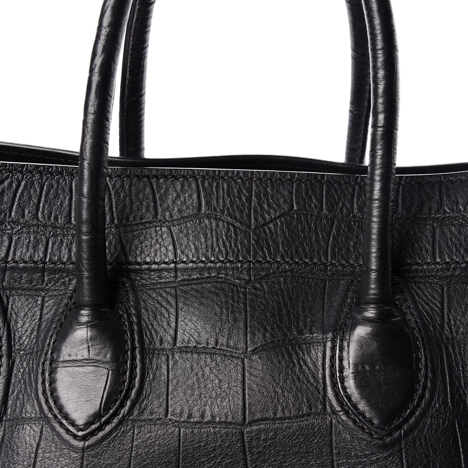 Celine Crocodile Embossed Calfskin Medium Phantom Luggage Black 12 of 18