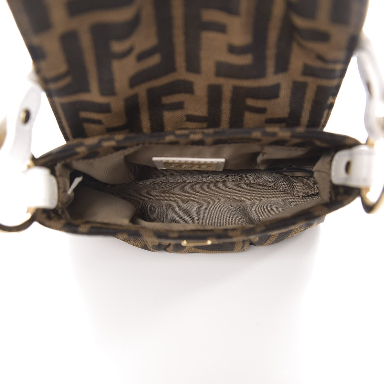 Fendi Zucca Cuoio Lucido Mini Chef Shoulder Bag Tobacco White 4 of 9