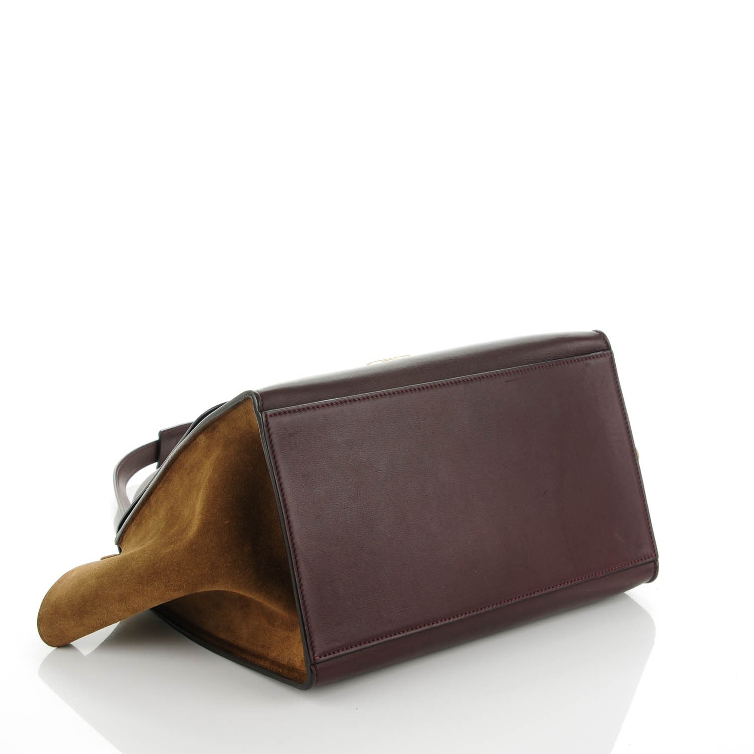 Celine Smooth Calfskin Suede Medium Tri-Color Trapeze Burgundy 4 of 7