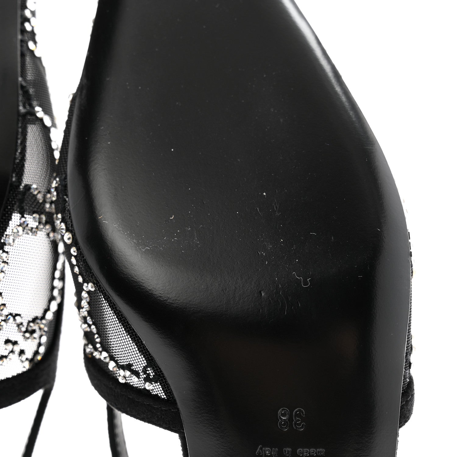 Gucci Tela Retino Kid Scamosciato Crystal GG Monogram Square G 35mm Slingback Pumps 38 Black 8 of 9