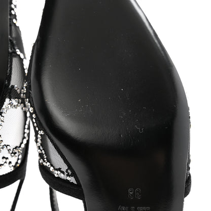 Gucci Tela Retino Kid Scamosciato Crystal GG Monogram Square G 35mm Slingback Pumps 38 Black 8 of 9