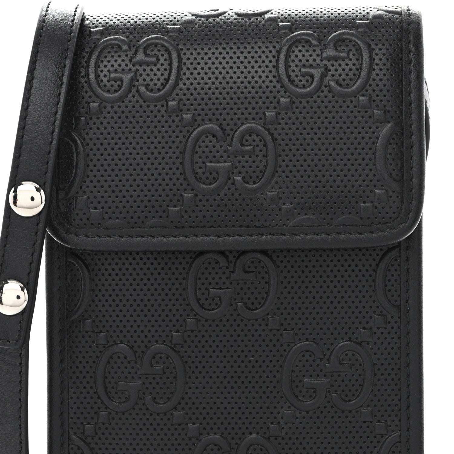 Gucci Calfskin GG Tennis Embossed Mini Crossbody Bag Black 8 of 10