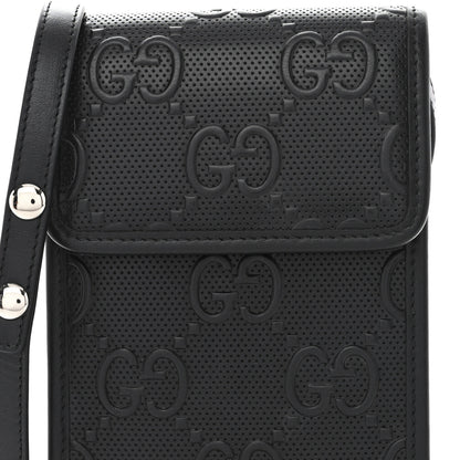 Gucci Calfskin GG Tennis Embossed Mini Crossbody Bag Black 8 of 10