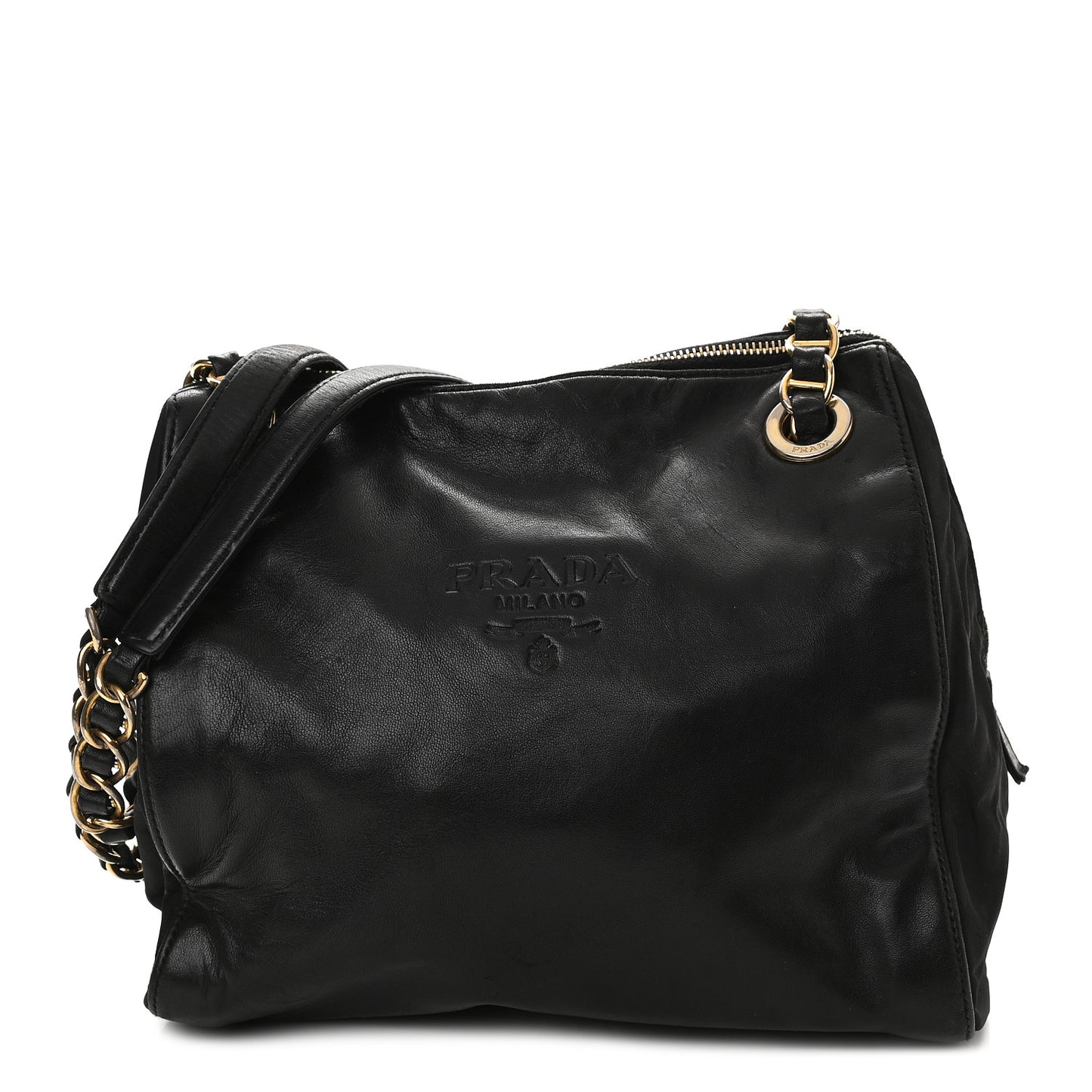 Tessuto Nylon Glace Calf Logo Shoulder Bag Black