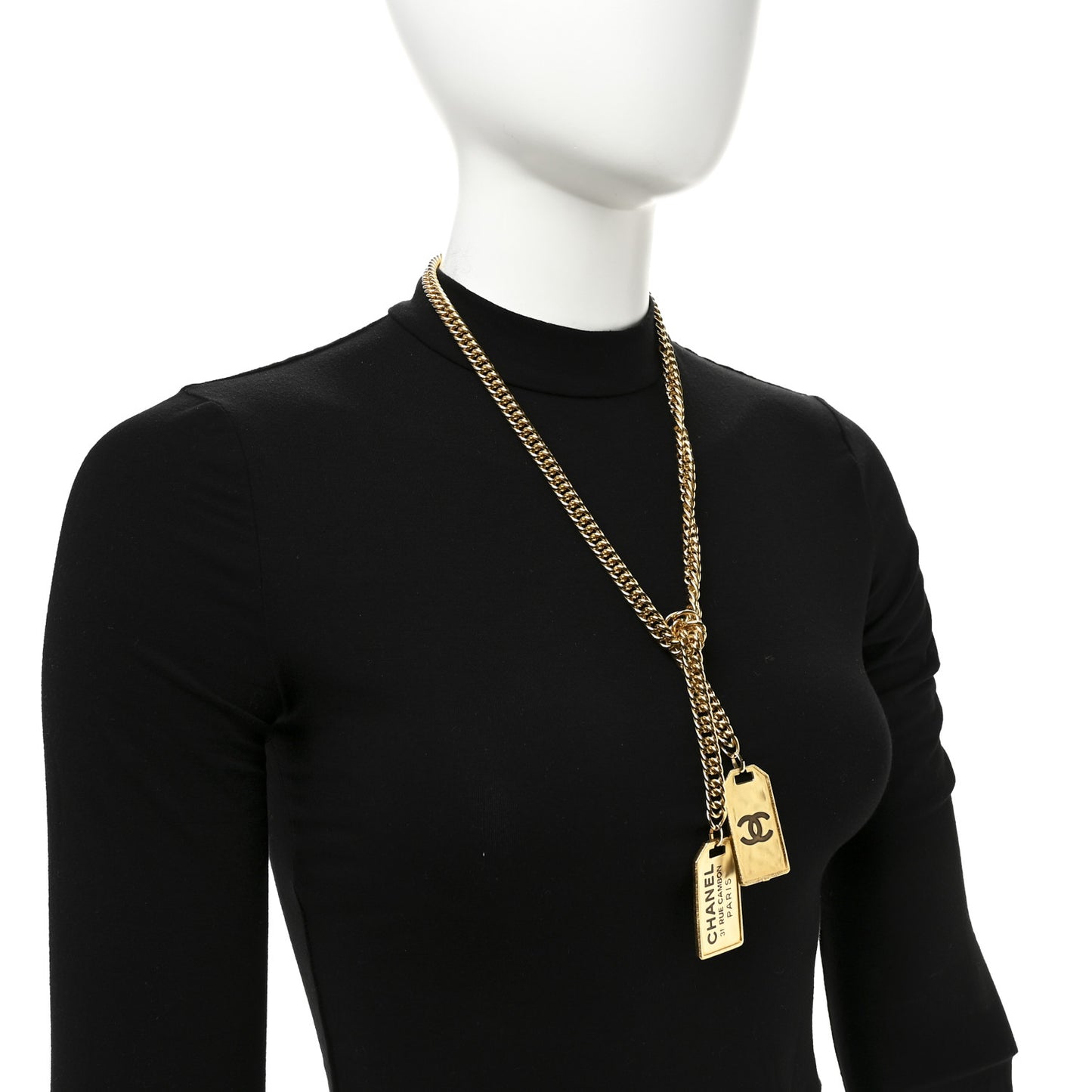 Metal ID Dog Tag Charm Necklace Gold