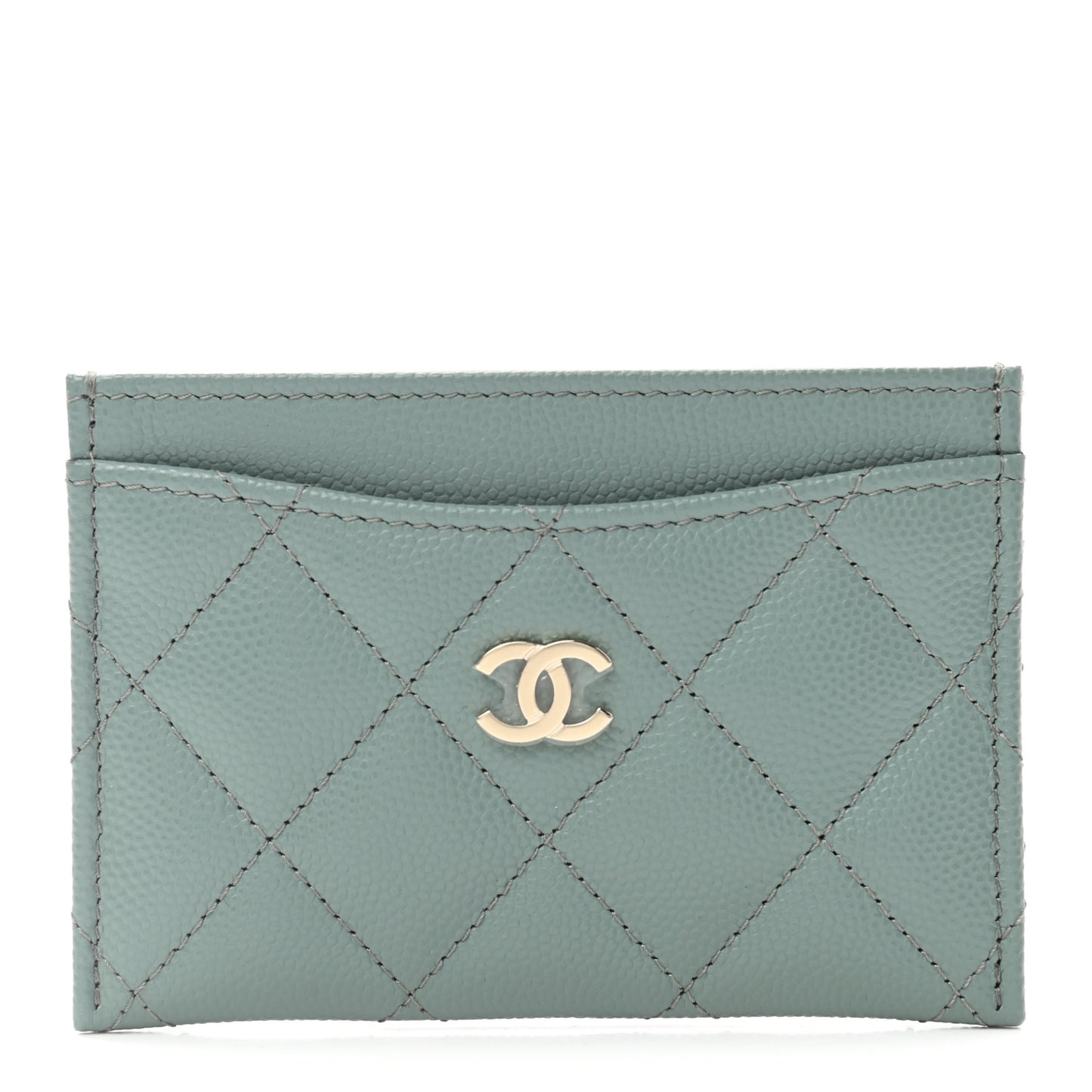 Caviar Quilted Card Holder Dark Green