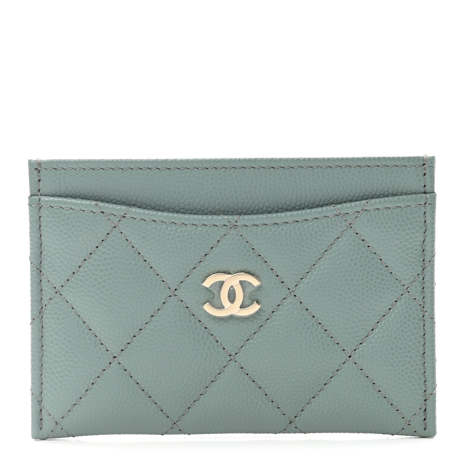 Chanel Caviar Quilted Card Holder Dark Green 1 of 8