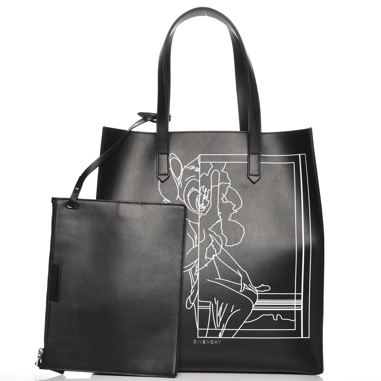 Givenchy Calfskin Bambi Print Medium Stargate Shopper Tote Black 3 of 9