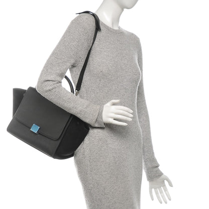 Celine Drummed Calfskin Suede Small Trapeze Black 2 of 6