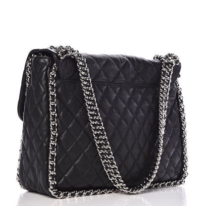 Chanel Washed Lambskin Quilted Maxi Chain Around Flap Black 3 of 10