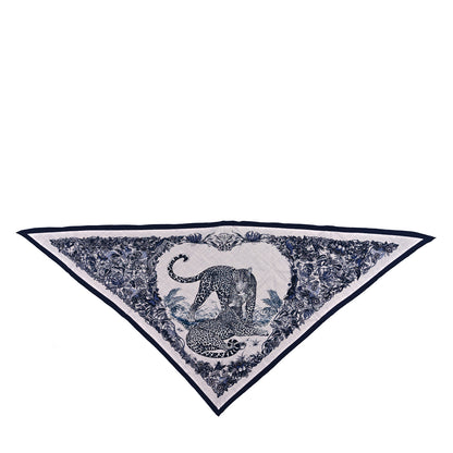 Hermes Cashmere Silk Jungle Love Giant Pointe Triangle Scarf Marine Gris Chine Ardoise 1 of 3