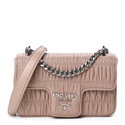 Prada Nappa Gaufre Small Chain Flap Shoulder Bag Cipria 1 of 11