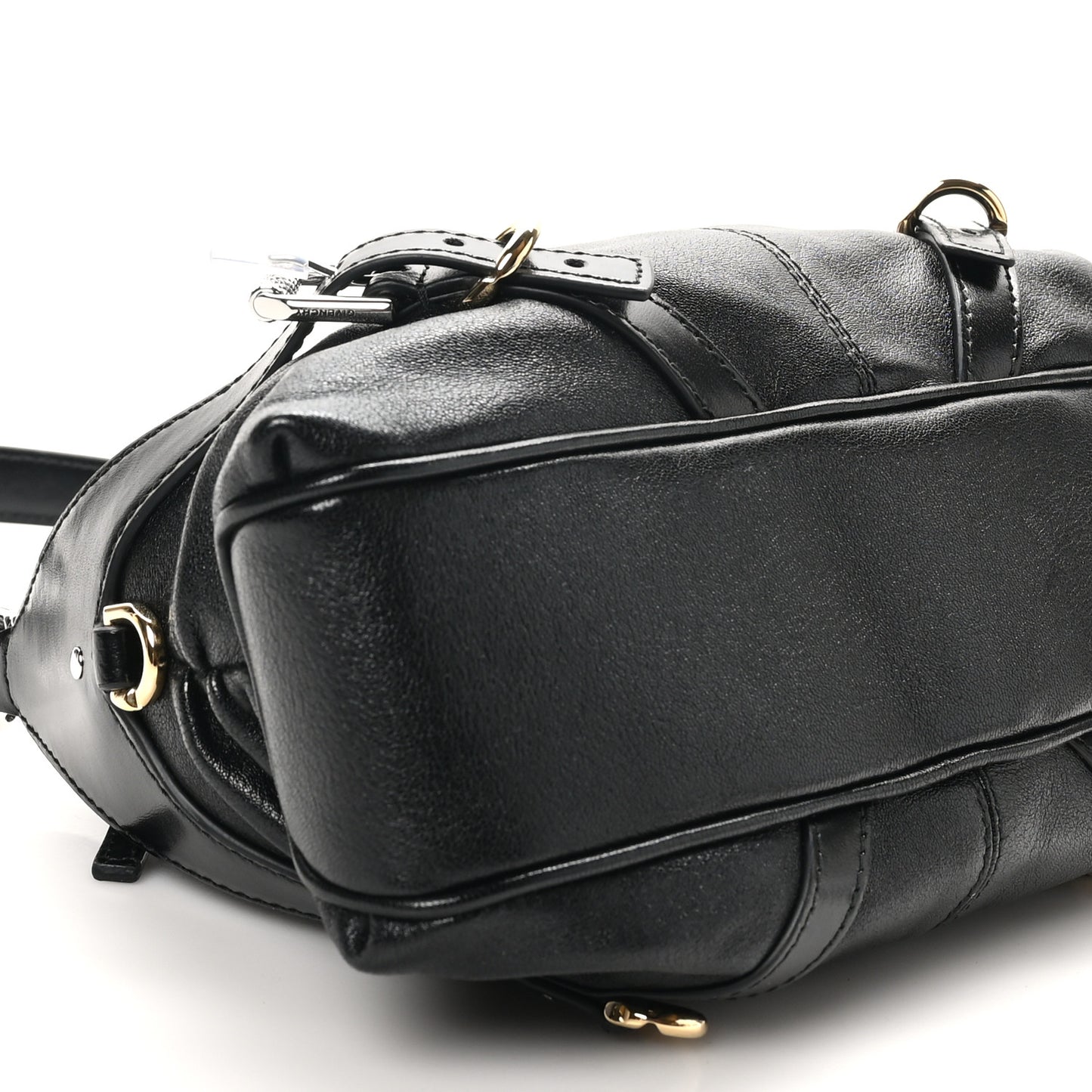 Shiny Calfskin Small Harness Voyou Shoulder Bag Black