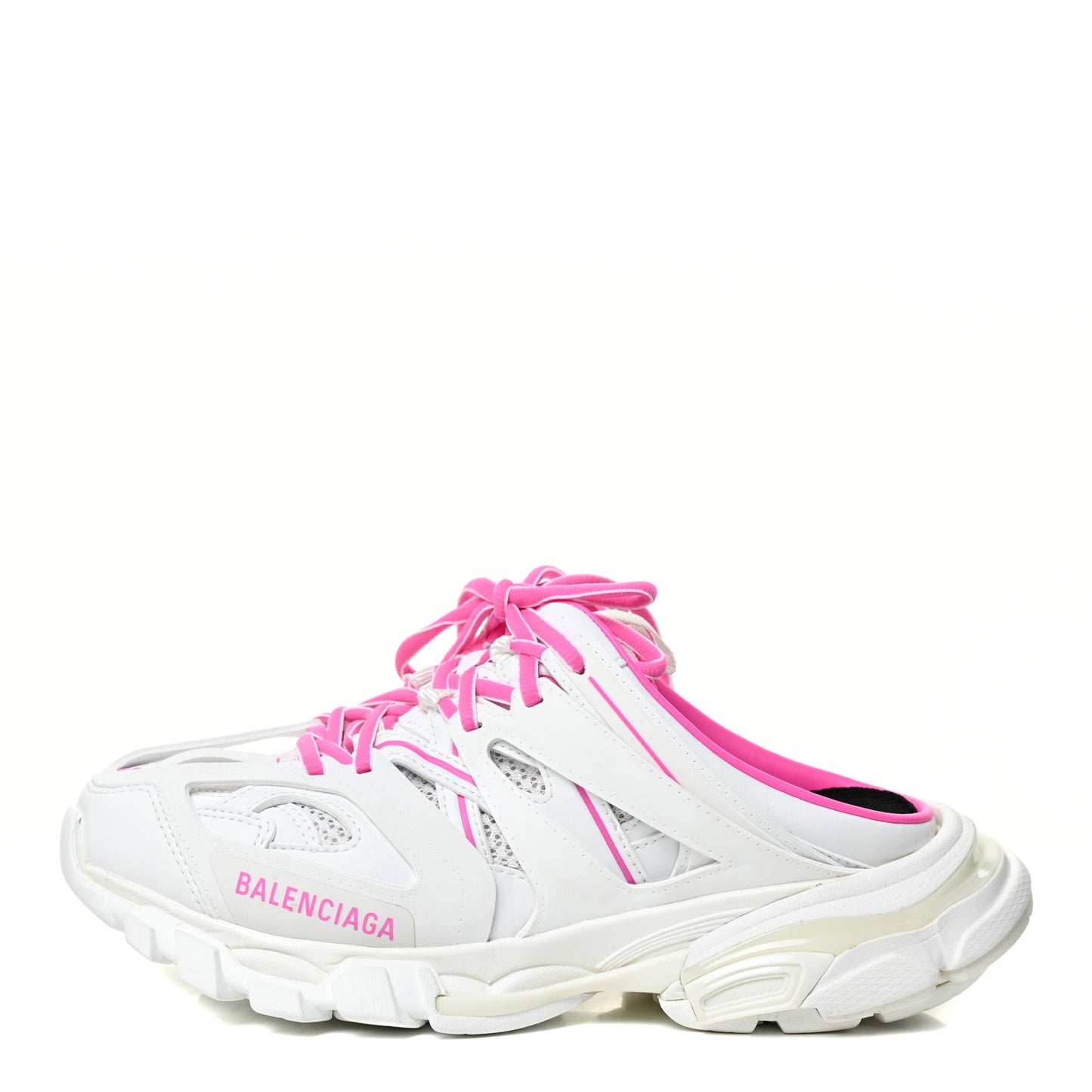 Mesh Rubber Bi-Color Womens Track Mules 37 White Fluo Pink