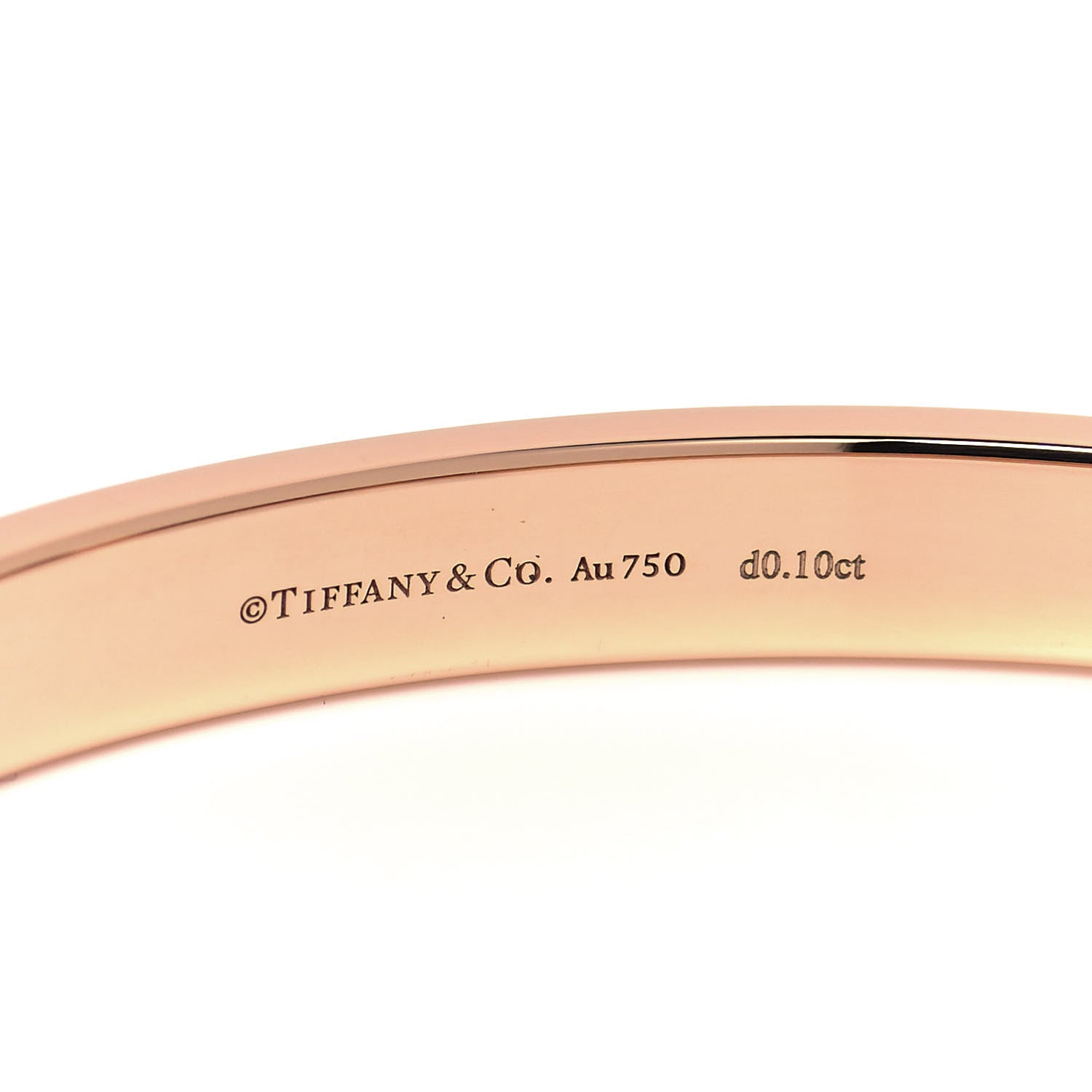 Tiffany 18K Rose Gold Diamond Hinged Bangle Bracelet 4 of 4