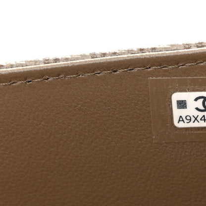 Chanel Calfskin Lizard Embossed Top Handle Long Clutch With Chain Dark Khaki 7 of 11