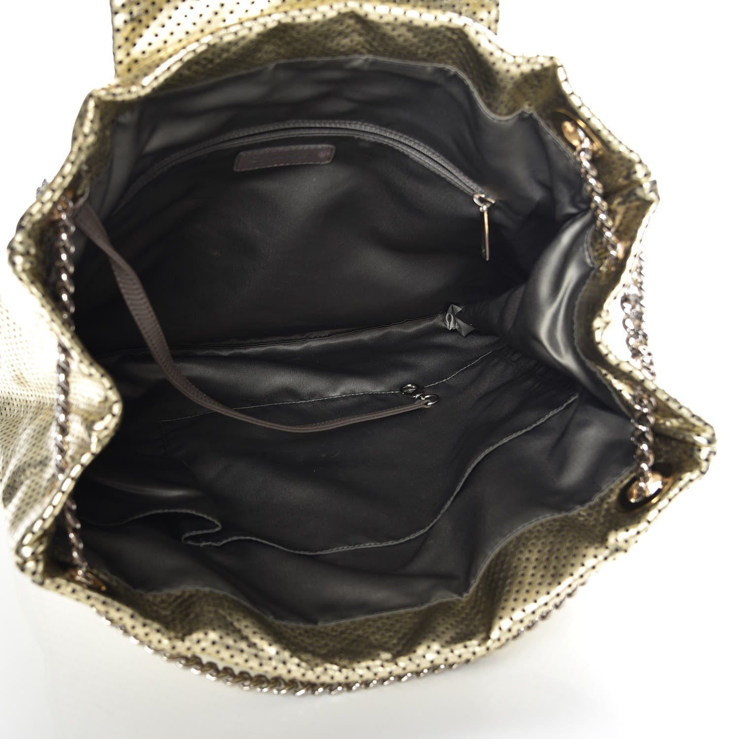 Chanel Metallic Crackled Calfskin Perforated Drill Shoulder Bag Gold 9 of 10