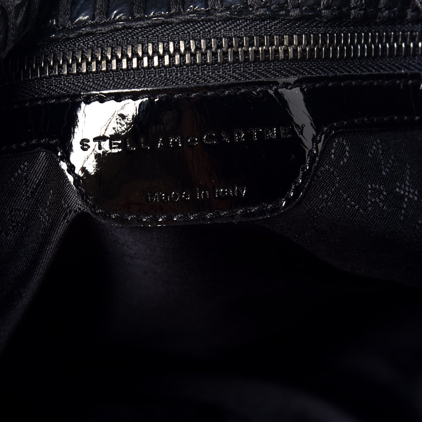 Patent Net Small Falabella Tote Black