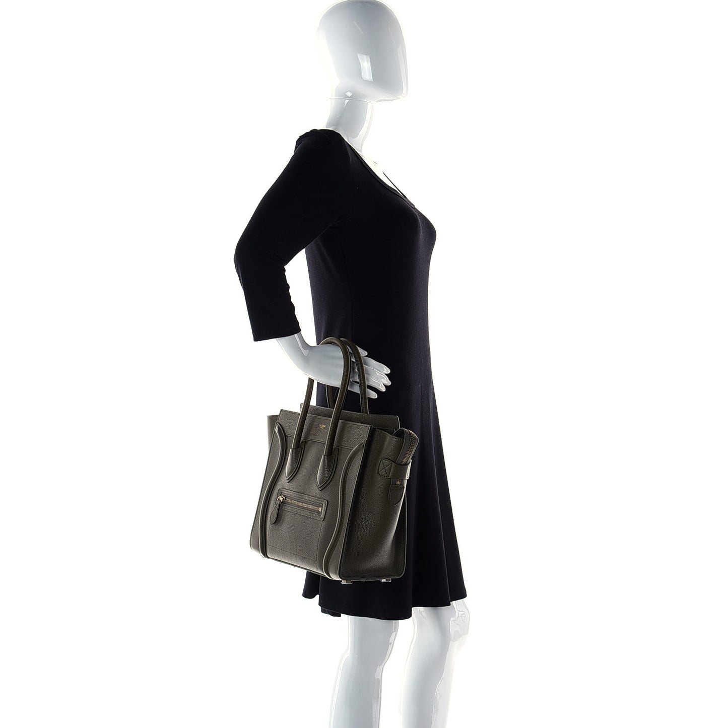 Drummed Calfskin Micro Luggage Dark Olive