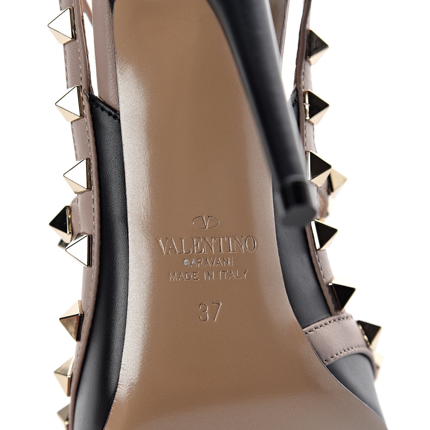 Valentino Garavani Nappa Rockstud Ankle Strap Pumps 37 Black Poudre 6 of 7