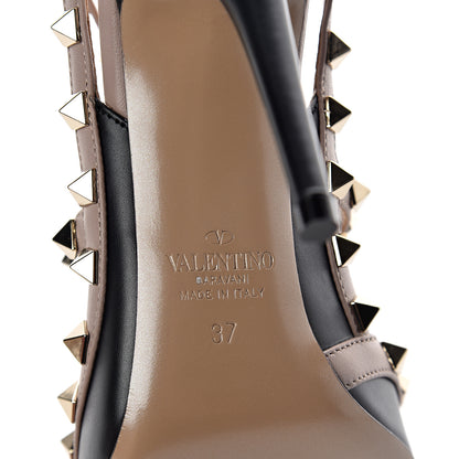 Valentino Garavani Nappa Rockstud Ankle Strap Pumps 37 Black Poudre 6 of 7