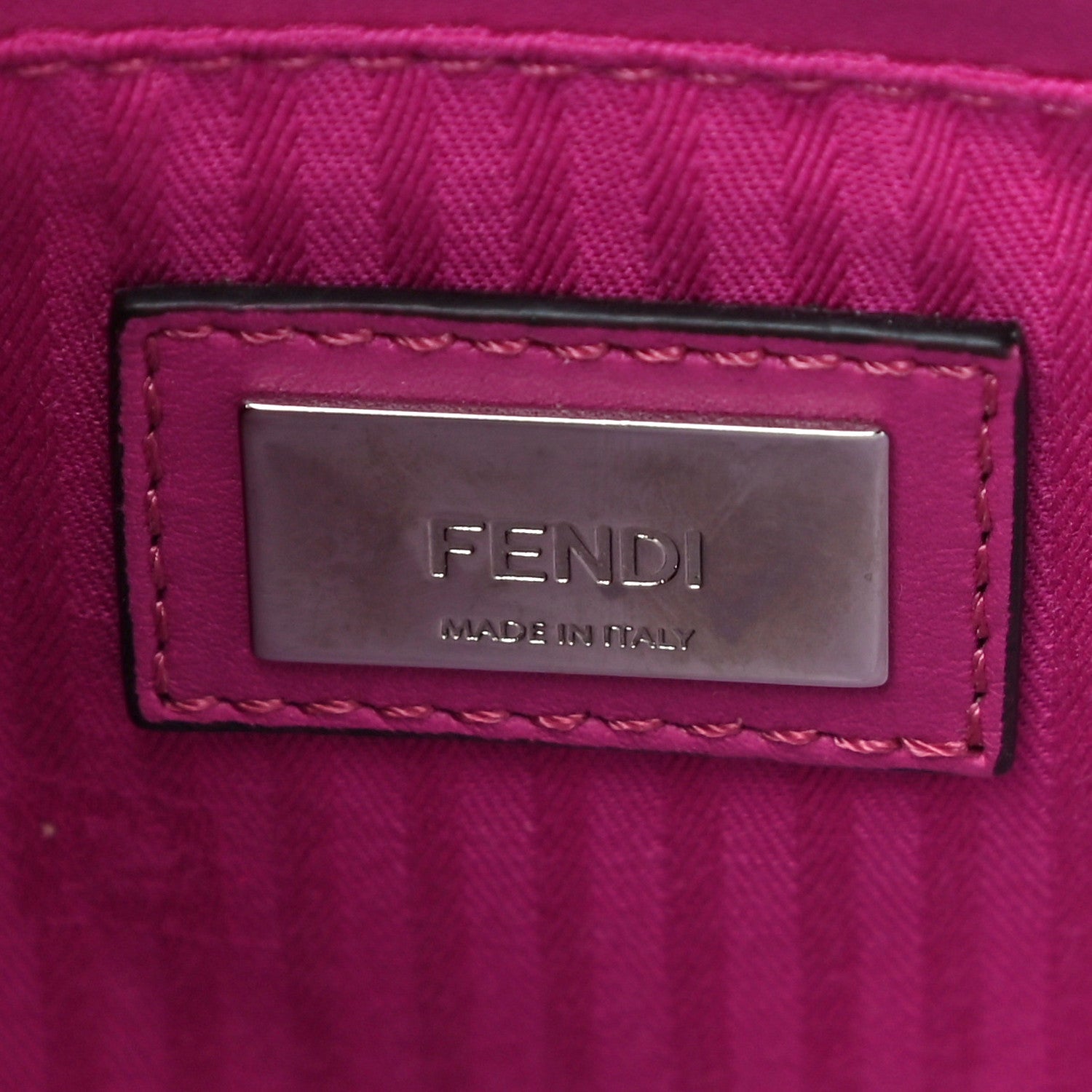 Fendi Vitello Elite Triangle Inlay Petite 2Jours Tote Magenta 6 of 12