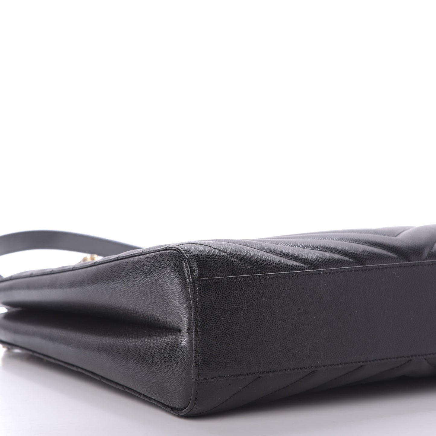 Grain De Poudre Matelasse Chevron Medium Tribeca Shopping Bag Black