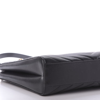 Saint Laurent Grain De Poudre Matelasse Chevron Medium Tribeca Shopping Bag Black 6 of 8