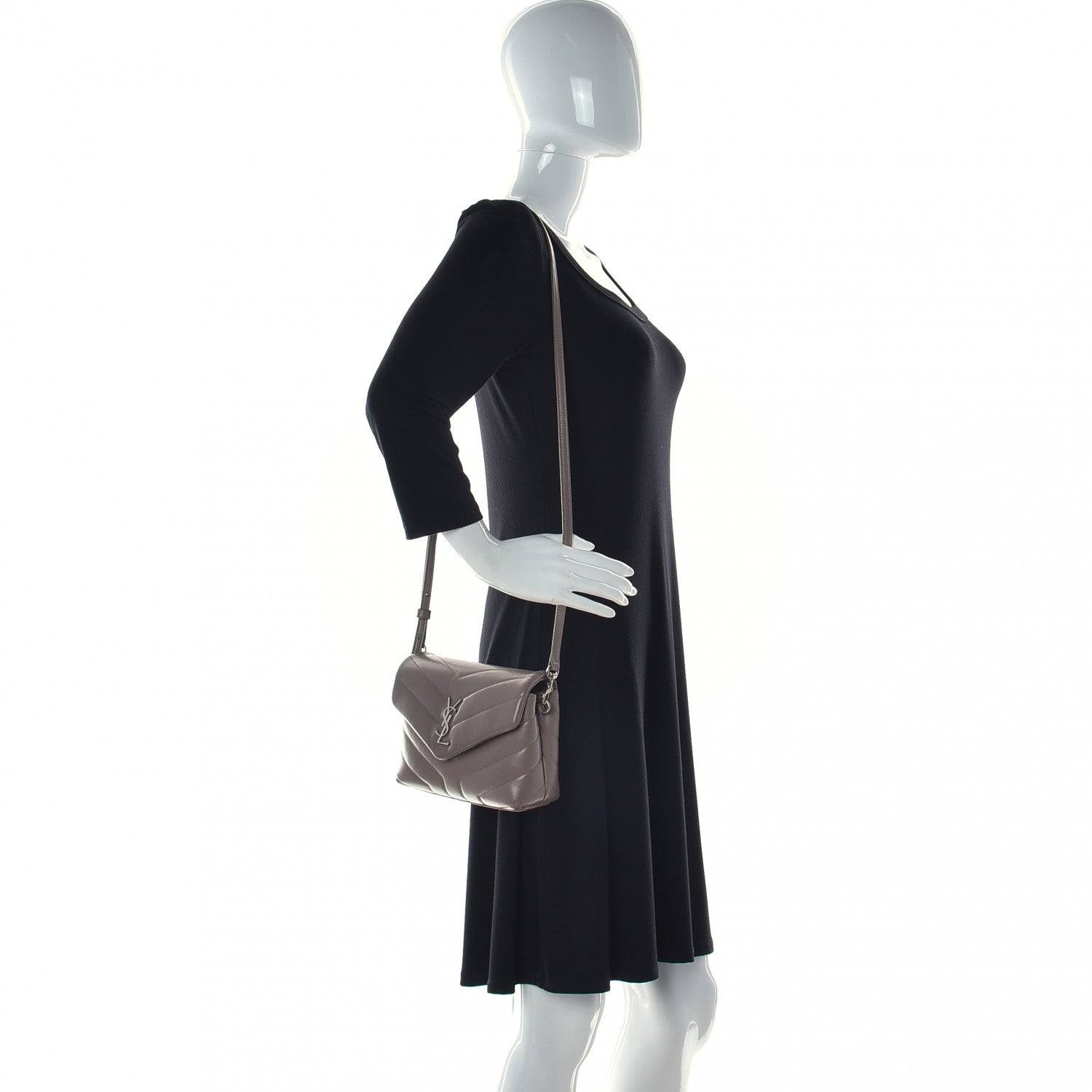 Saint Laurent Calfskin Y Quilted Monogram Toy Loulou Crossbody Bag Mink 3 of 10