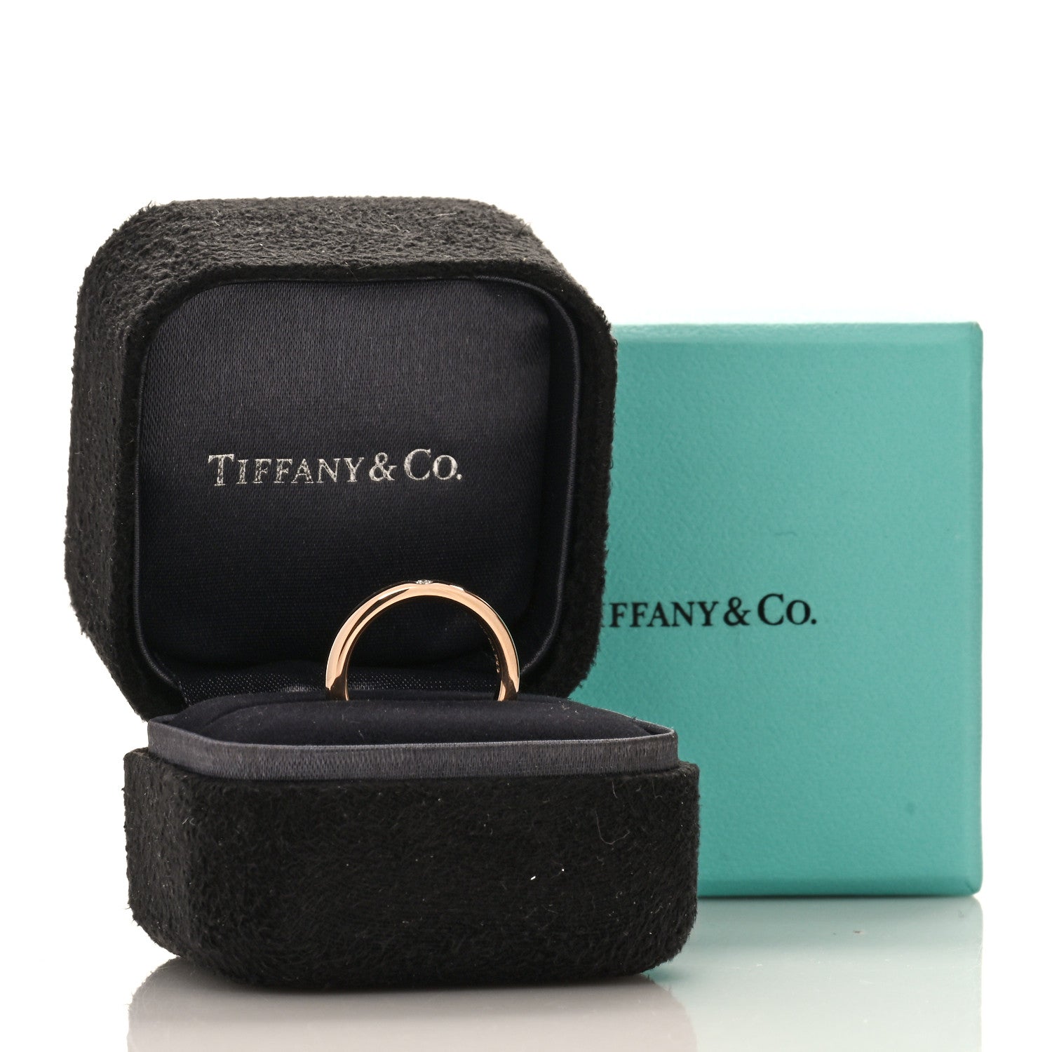 Tiffany 18K Rose Gold Diamond Elsa Peretti Band Ring 47 4.25 5 of 5