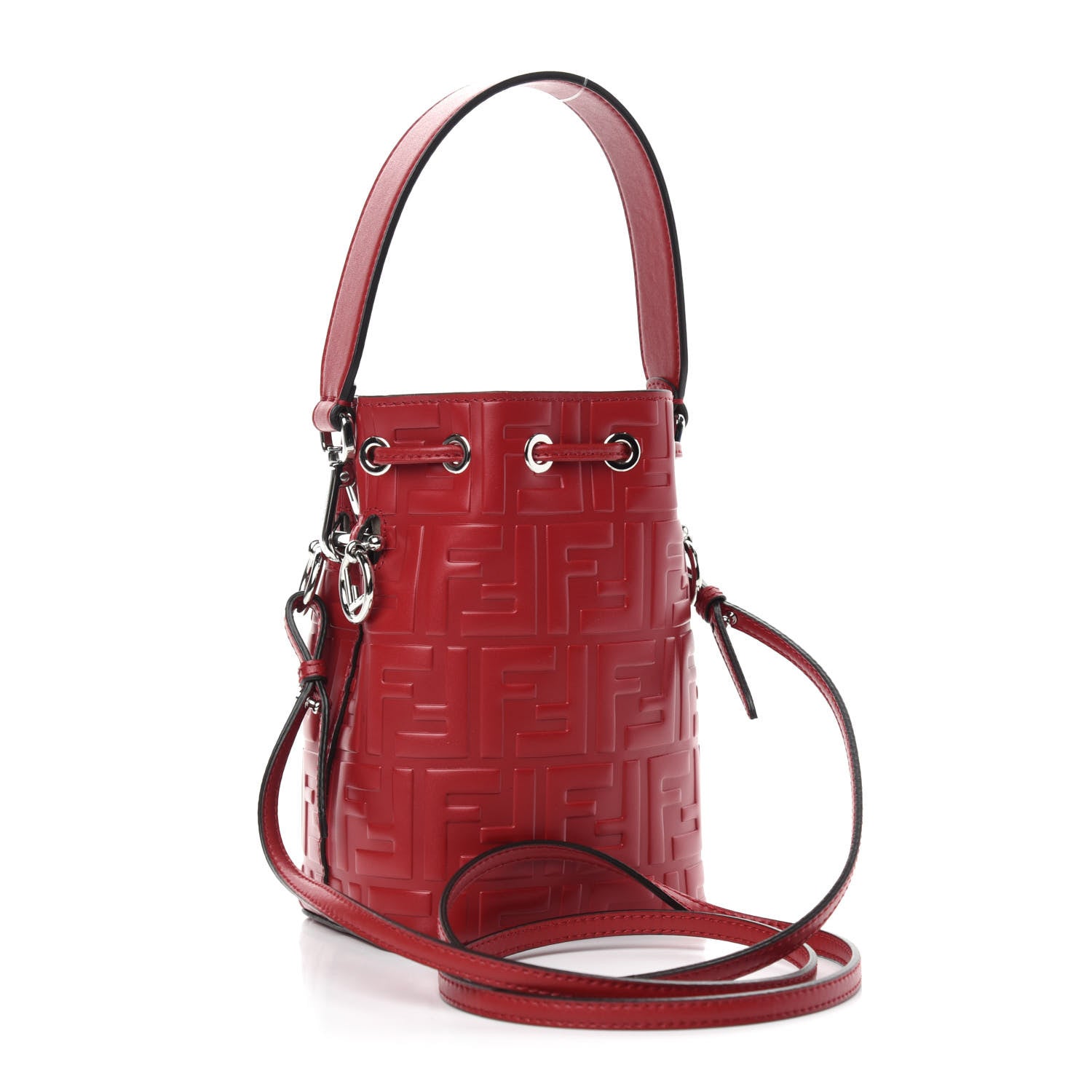 Fendi Vitello Liberty F is Fendi FF 1974 Embossed Mini Mon Tresor Bucket Bag Fragola 3 of 12