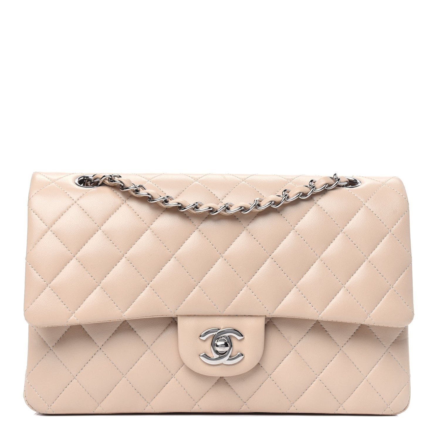 Chanel Lambskin Quilted Medium Double Flap Beige 1 of 22