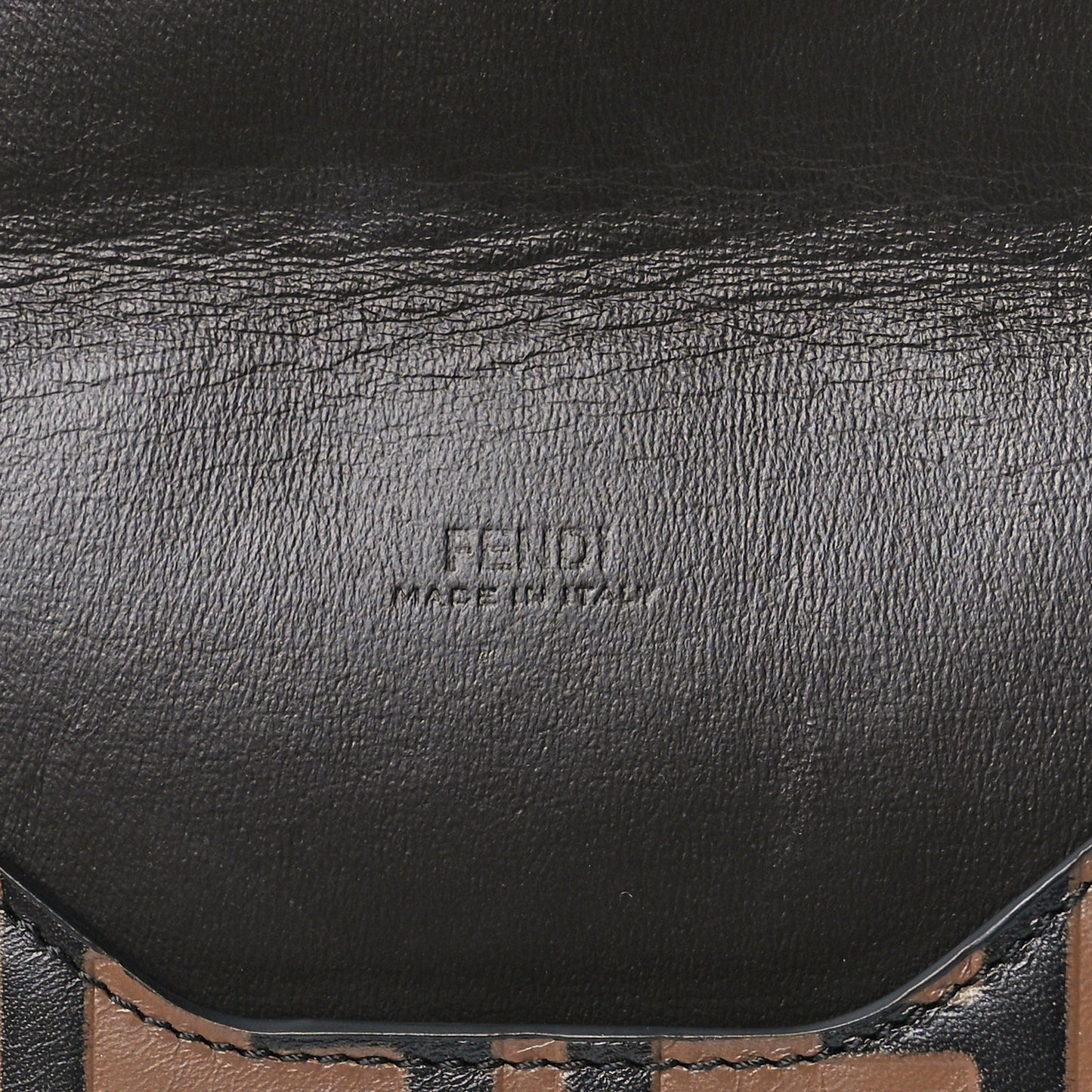 Vitello Soft F is Fendi Bi-Color FF 1974 Embossed Envelope Pouch Maya Black