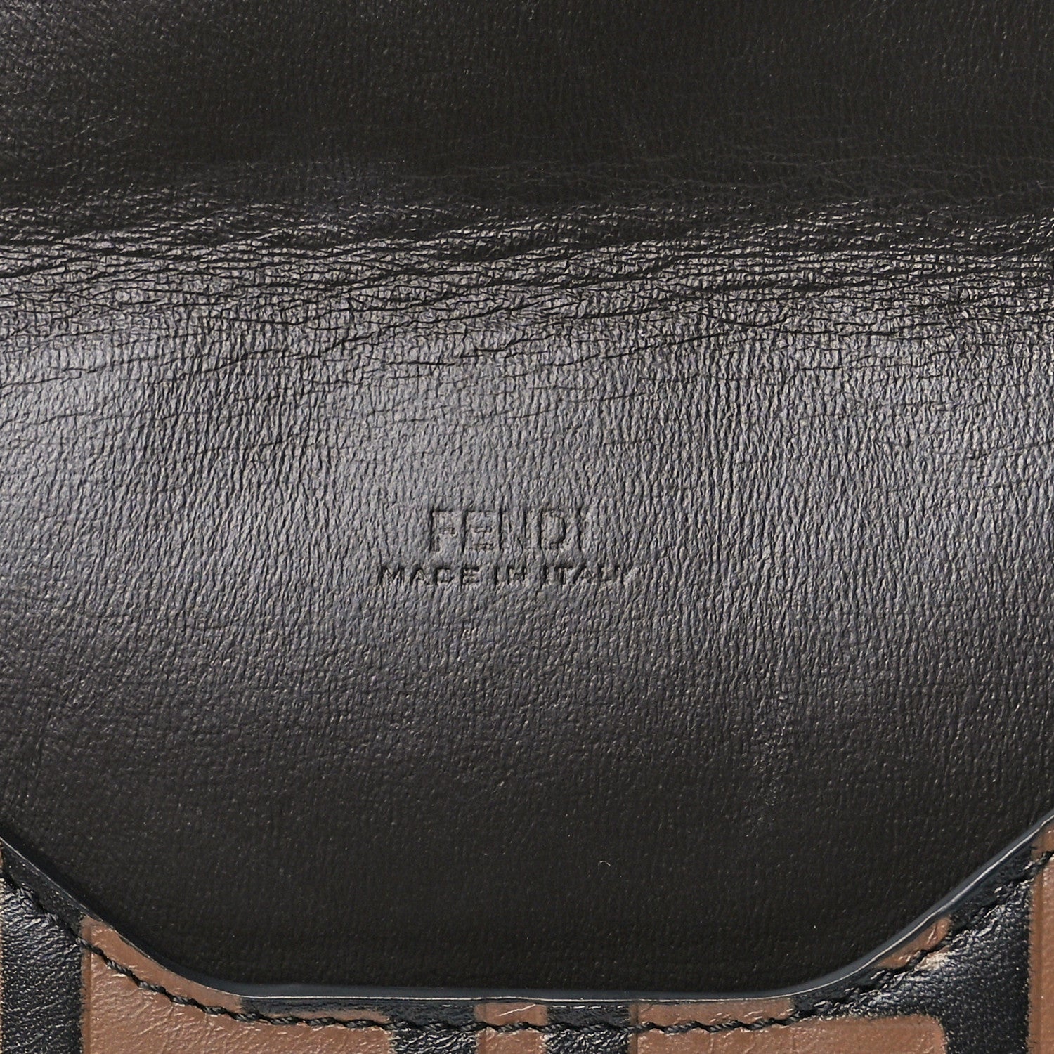 Fendi Vitello Soft F is Fendi Bi-Color FF 1974 Embossed Envelope Pouch Maya Black 6 of 13