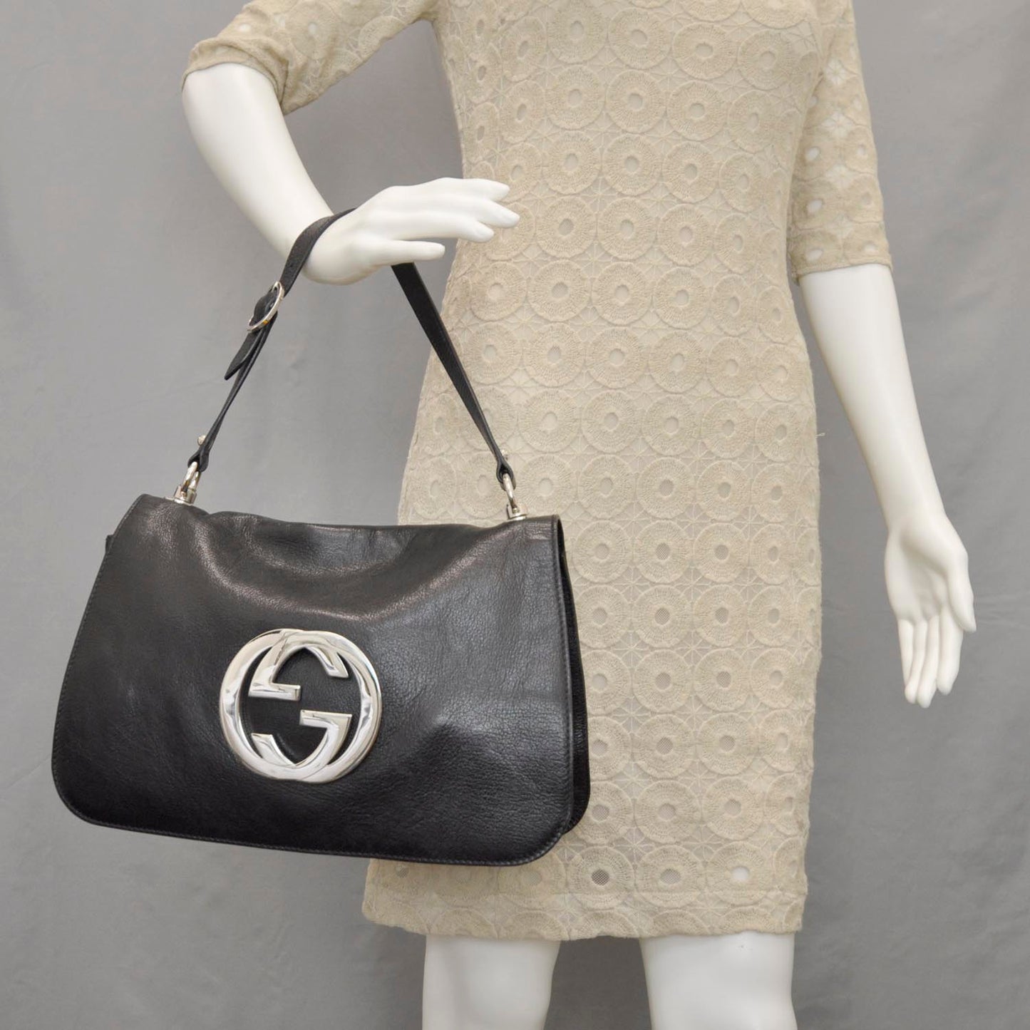 Leather Blondie Medium Flap Black