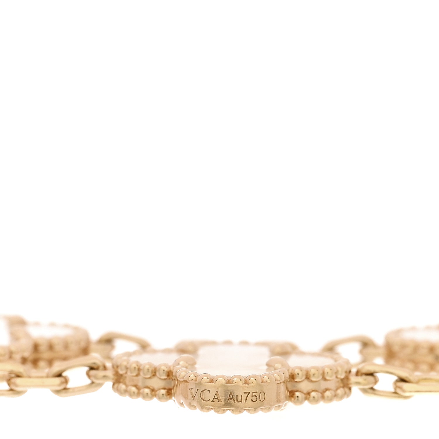 Van Cleef & Arpels 18K Yellow Gold Mother of Pearl 5 Motifs Vintage Alhambra Bracelet 3 of 5