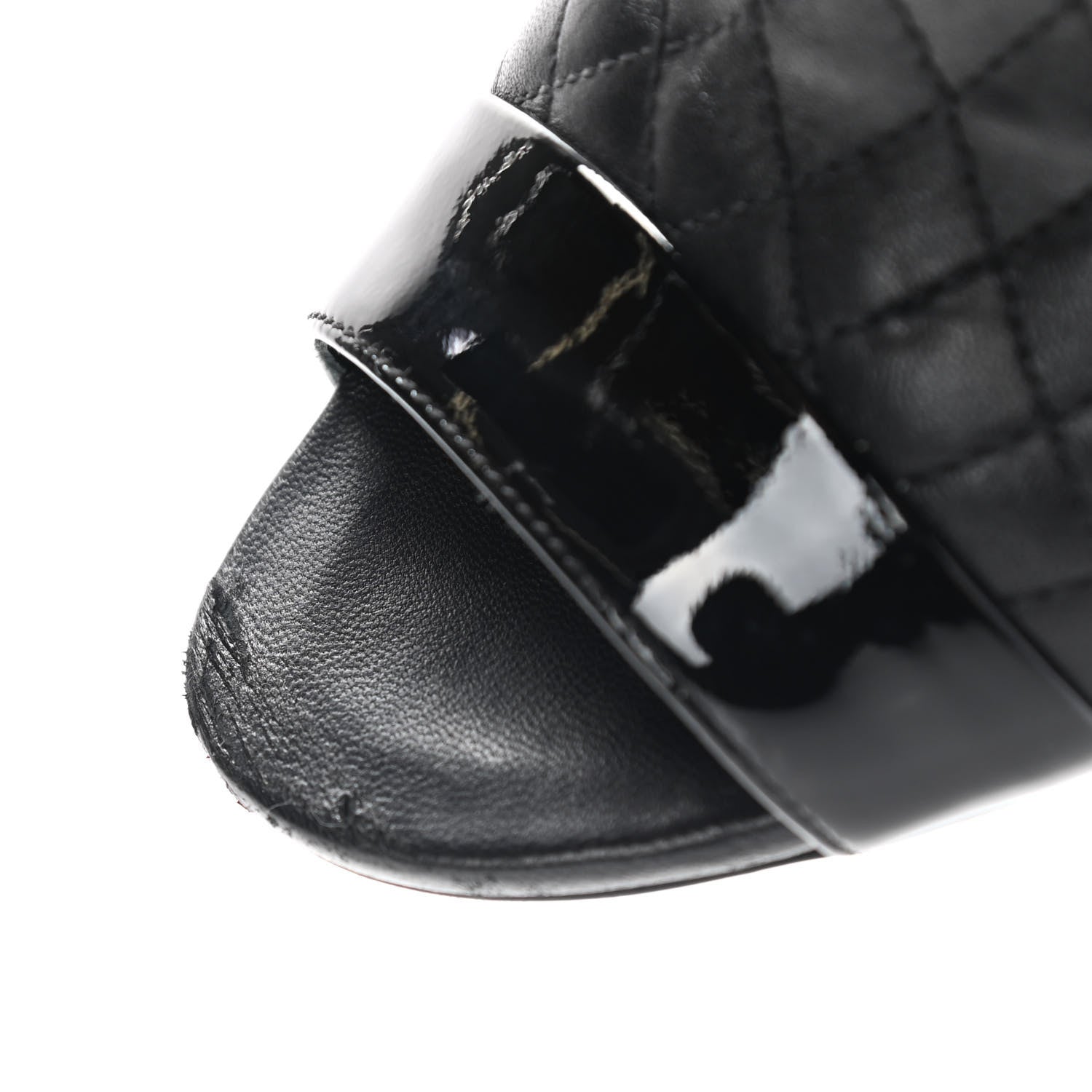 Chanel Lambskin Quilted Patent Short Boots 37.5 Black 10 of 12