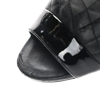 Chanel Lambskin Quilted Patent Short Boots 37.5 Black 10 of 12