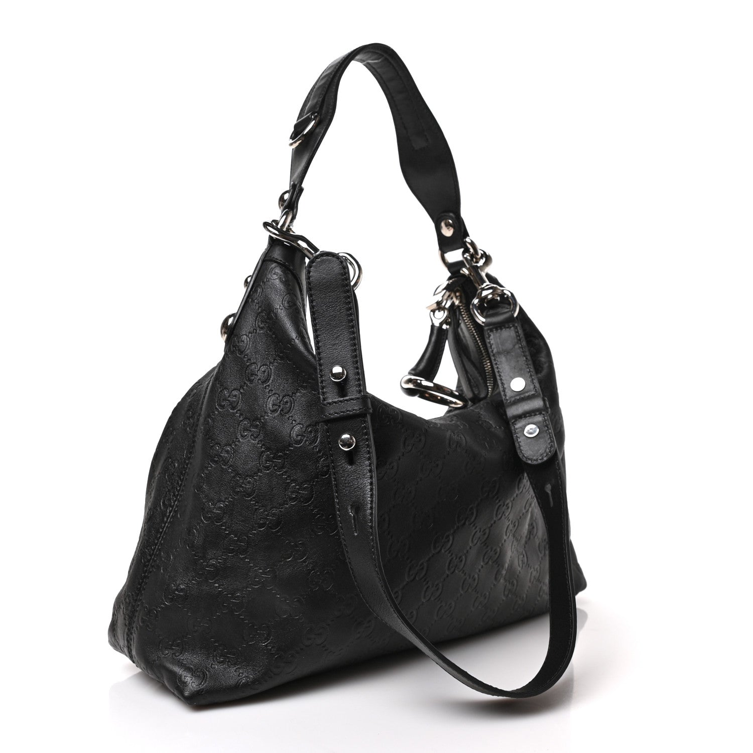Gucci Guccissima Medium Icon Bit Hobo Black 3 of 9