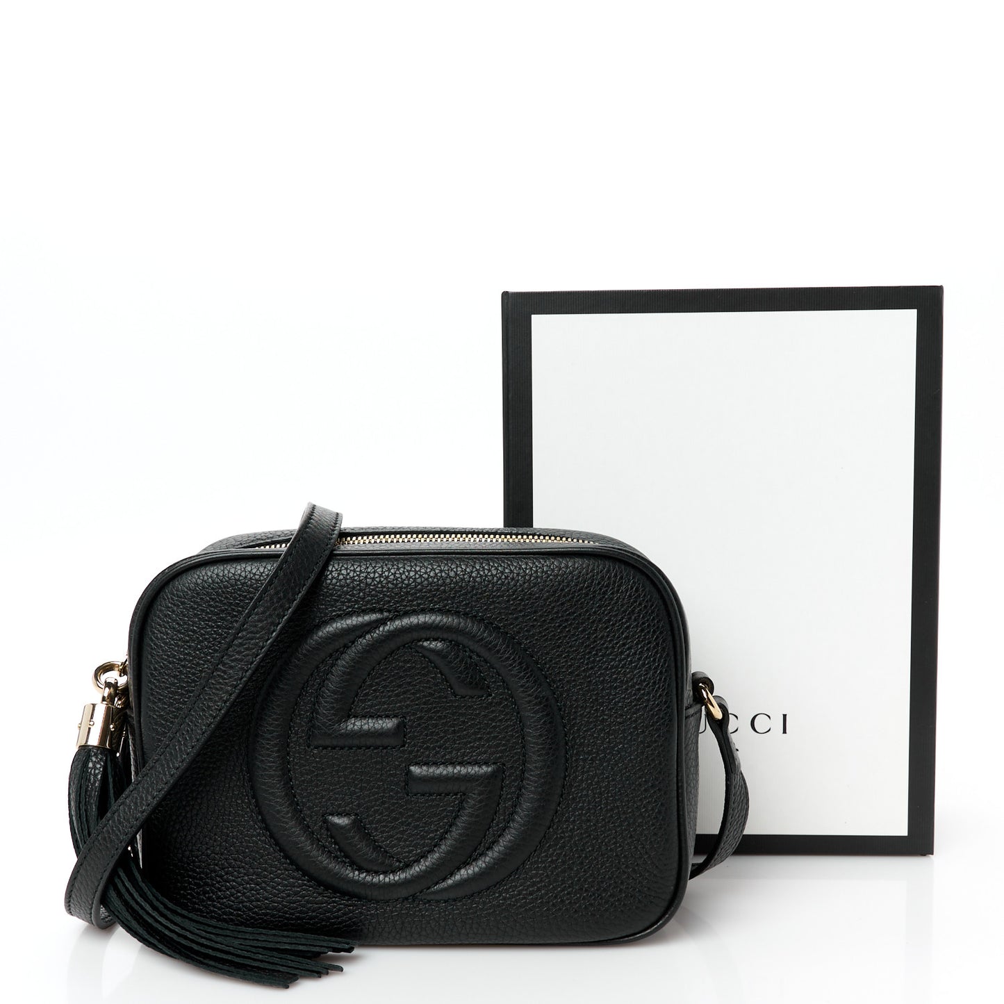 Pebbled Calfskin Small Soho Disco Bag Black