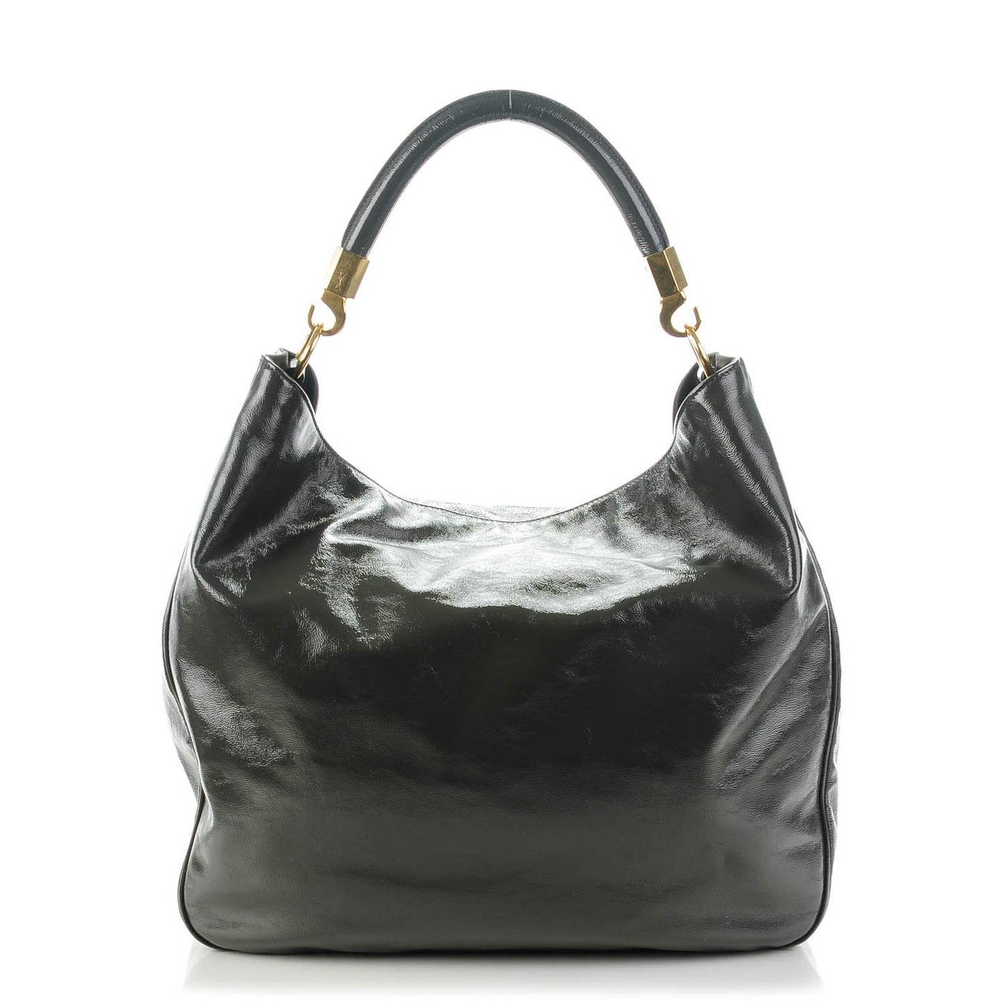 Textured Patent Large Roady Hobo Grey