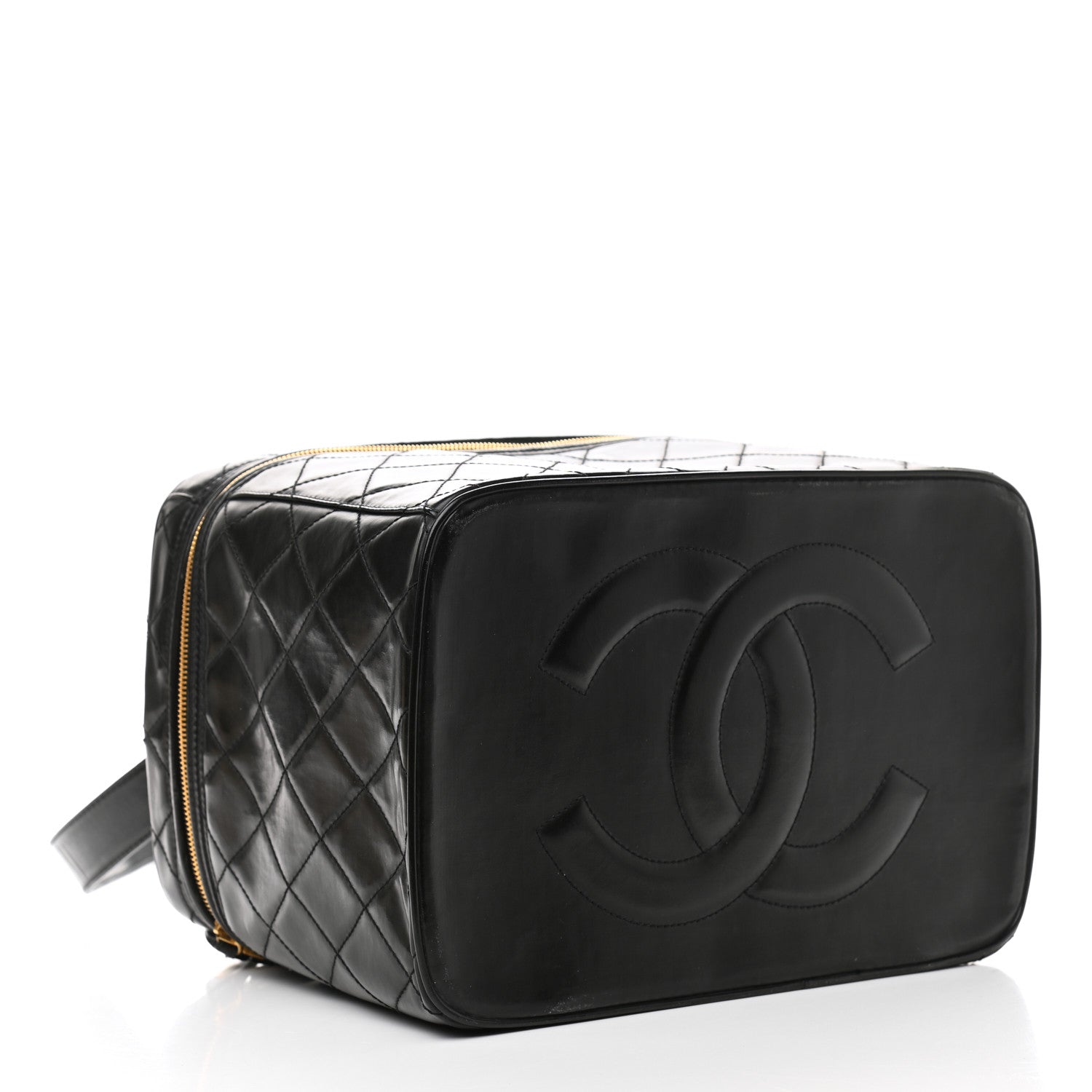 Chanel Patent Quilted CC Vanity Cosmetic Case Black 3 of 14