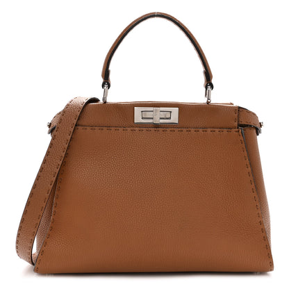 Fendi Cuoio Romano Selleria Bi-Color Medium Peekaboo Iconic Satchel Mou Deserto 1 of 12