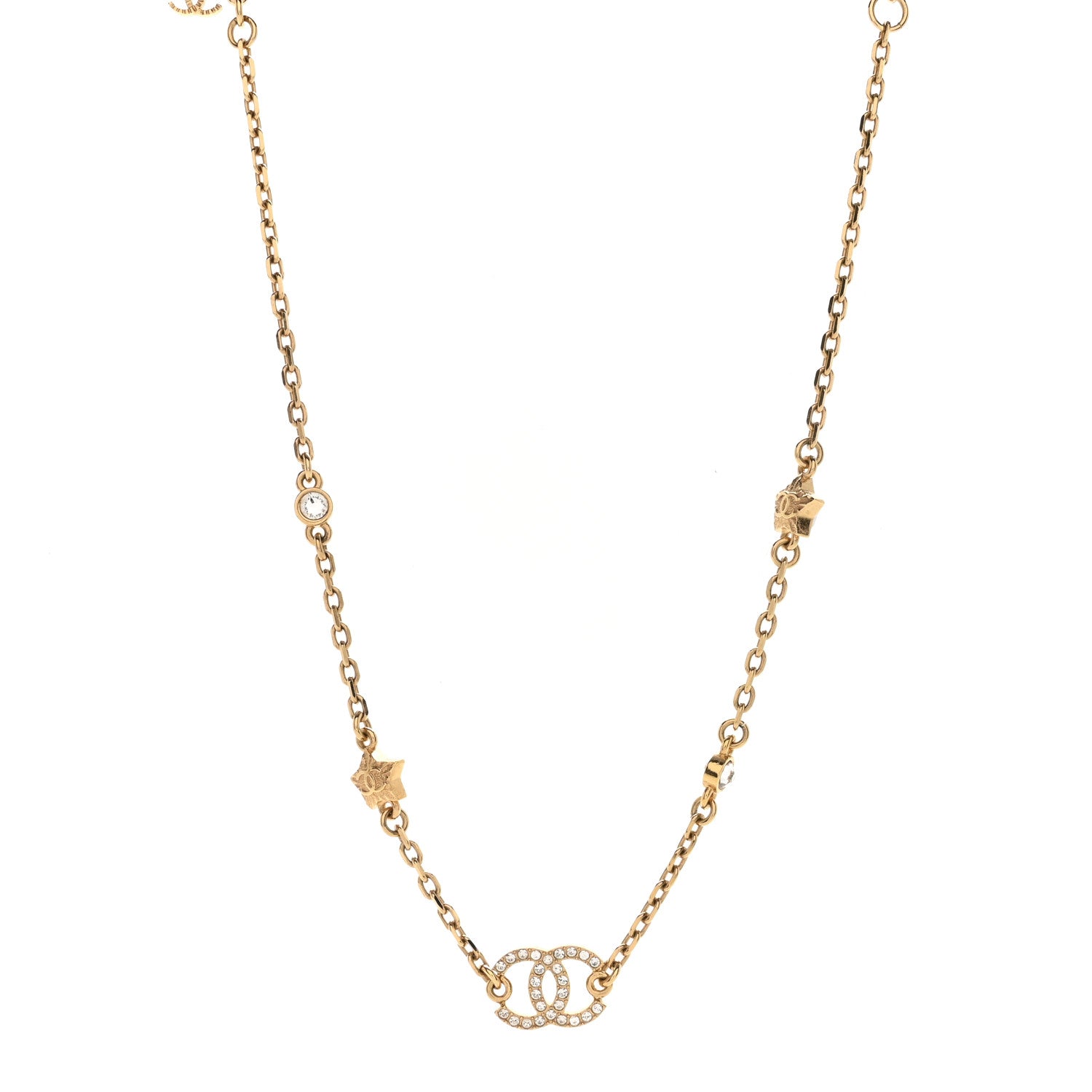Chanel Metal Crystal CC Star Necklace Gold 1 of 7